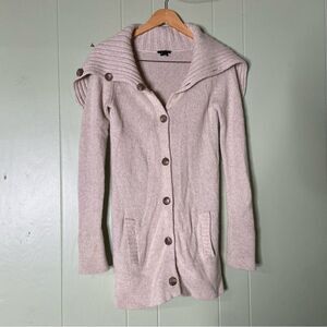 THEORY 100% Cashmere Button‎ Down Long Cardigan Funnel Neck Turtleneck Sweater S
